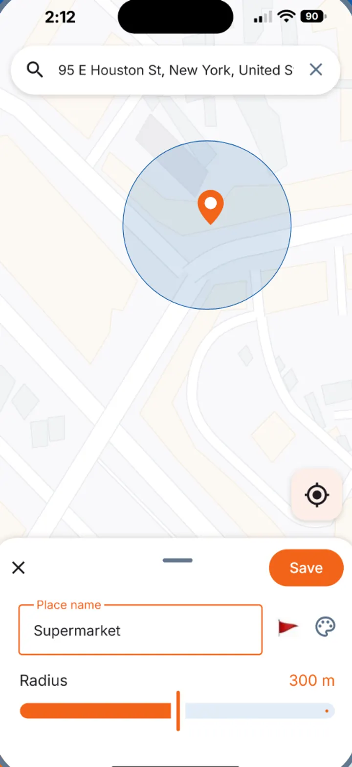 Choosing a place and radius for a location reminder